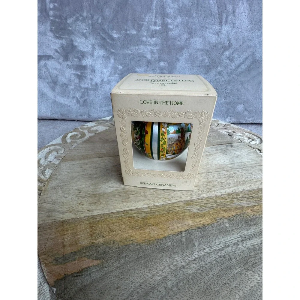 Hallmark Keepsake Ornament 1981 Love in the Home Vintage Satin Silk‎ Ball Boxed